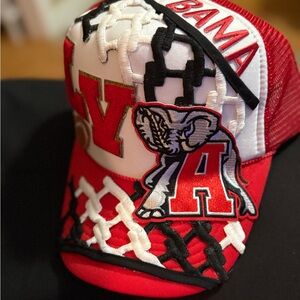 Red and White Alabama Cap with Elephant Patch